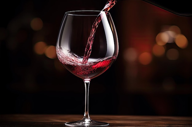 Close up of a red wine glass being tasted