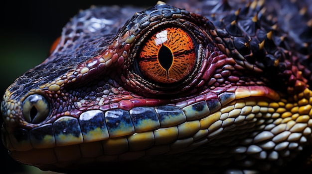 a close up of a reptile's eye