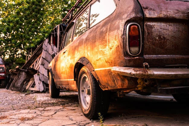 Foto chiuda in su auto d'epoca retrò