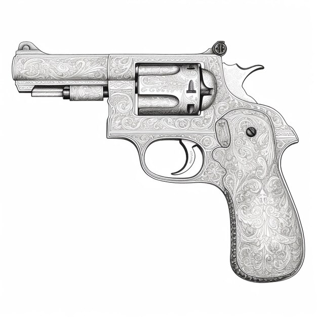 a close up of a revolver with a silver finish on a white background generative ai