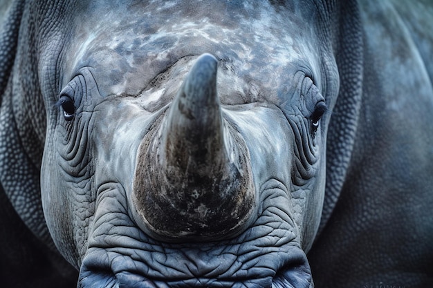 Photo close up of a rhinoceros with ai generated