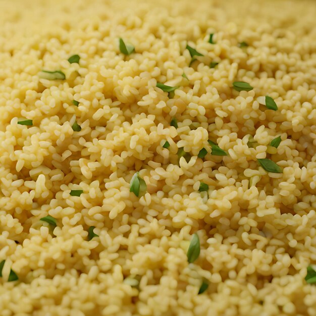 Photo a close up of rice with green parsley on top