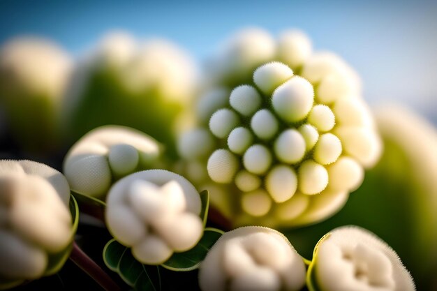 Close up ripe cotton with white fiber grow on white background