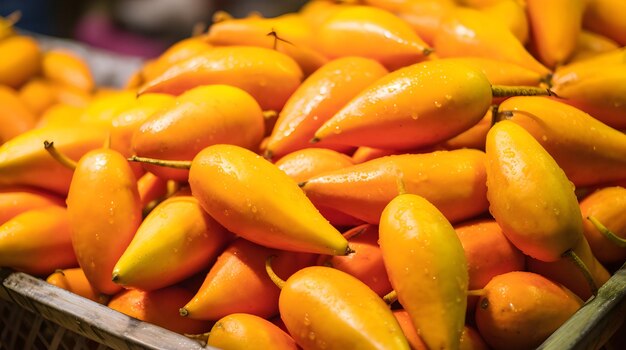 Premium AI Image | Close up of ripe mangoes in a tropical Sri Lankan market