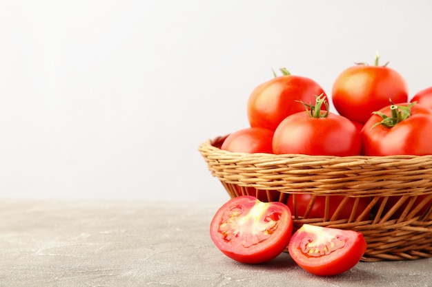 Close up on ripe pile of tomatoes in basket