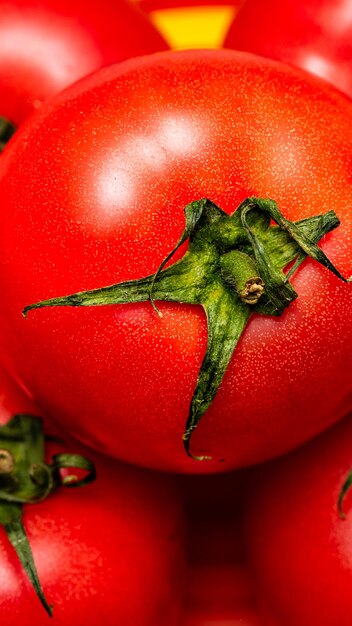 Close up of ripe red tomato tomatoes background