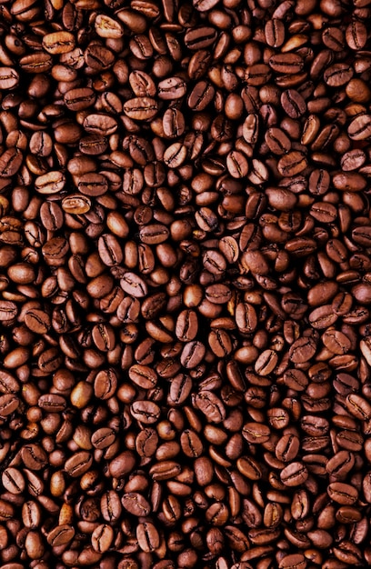 close-up of roast coffee beans for background 