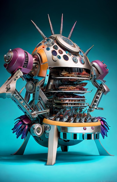 Close up of robot like with structure generative ai