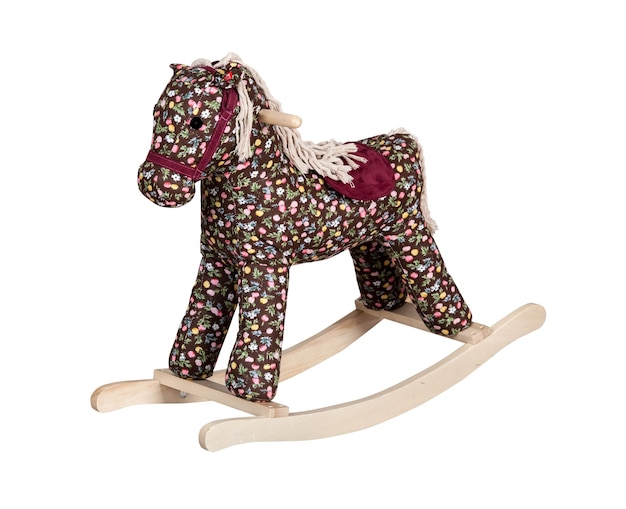 Close up on rocking horse kids toy isolated