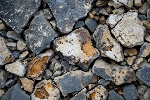 A close up of rocks with the number 6 on it