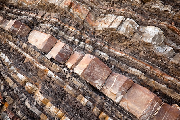 Close-up of rocky rock on a slice of a mountain