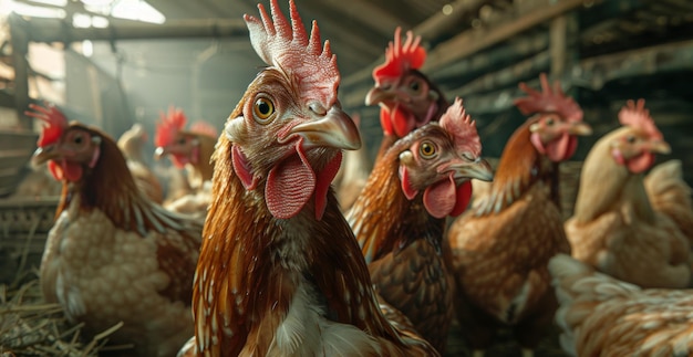 Close up of a Rooster in a barn