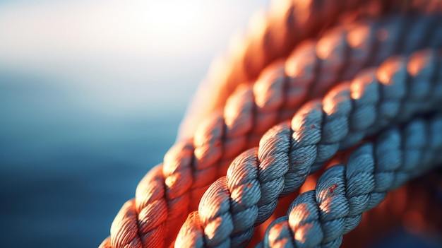 Close up of a rope on the ocean ai