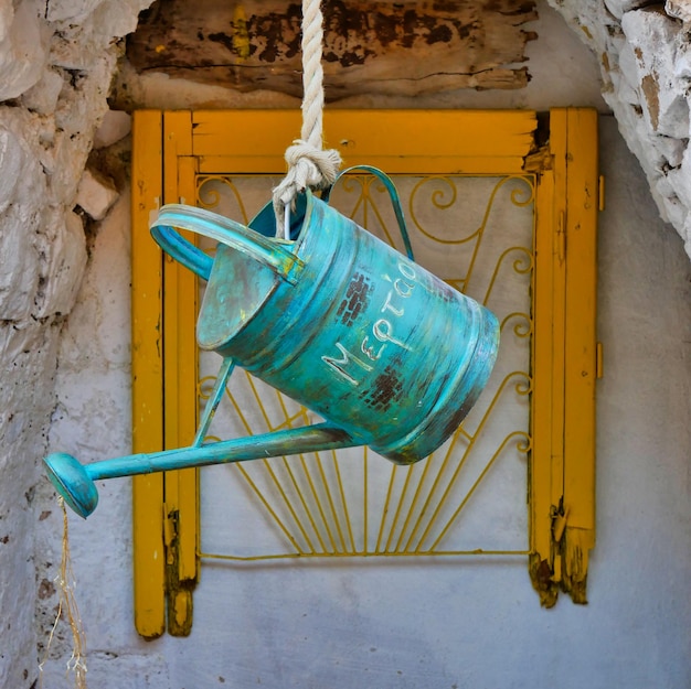 Close-up of rope tied on wall