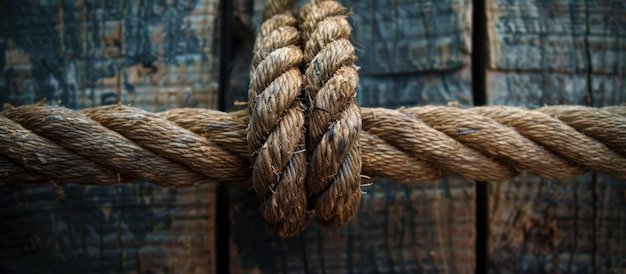 Close Up of Rope on Weathered Wood