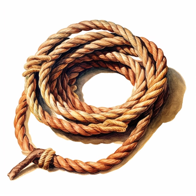 A close up of a rope with a knot on a white background generative ai