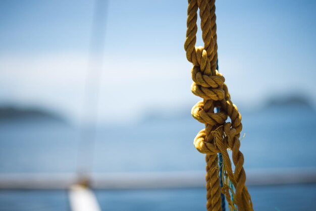 Close-up of ropes on boat