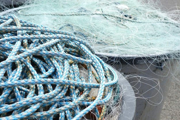 Photo close-up of ropes and fishing net