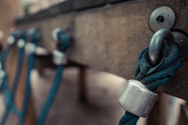 Close-up of ropes on jungle gym at playground