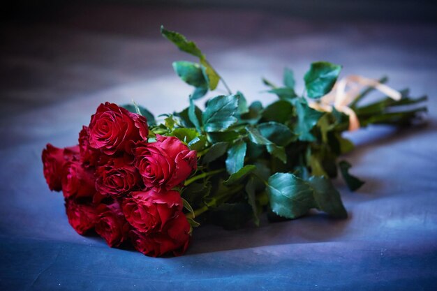 Close-up of rose bouquet on table