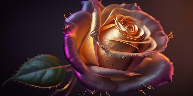 A close up of a rose with a dark background generative AI
