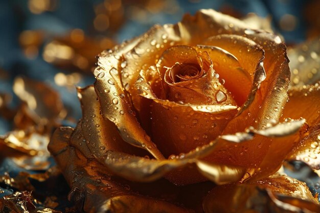 Foto un primo piano di una rosa con gocce d'acqua su di essa