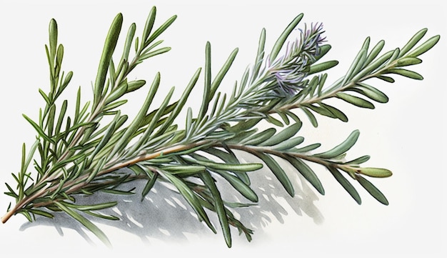 A close up of a rosemary with a flower on it.