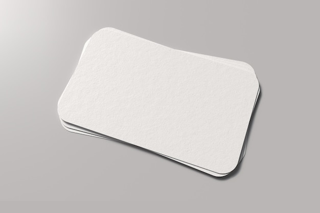 close up of rounded corner business cards mock up. 3d illustration