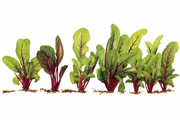 a close up of a row of green and red leafy vegetables generative ai