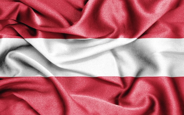 Primo piano della bandiera arruffata dell'austria. rendering 3d