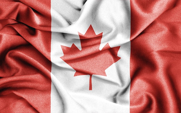 Close up of ruffled flag of Canada