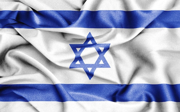 Close up of ruffled flag of israel