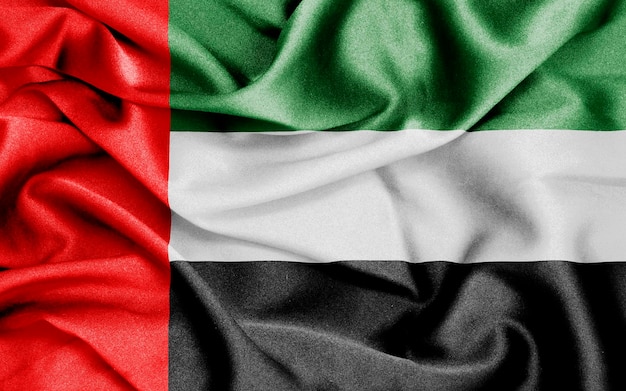 Close up of ruffled flag of UAE