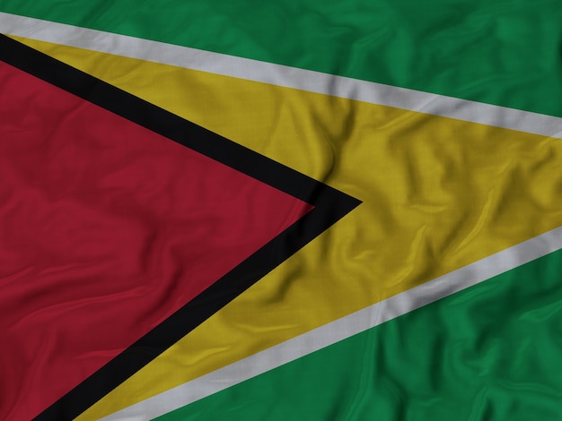 Close up of Ruffled Guyana flag