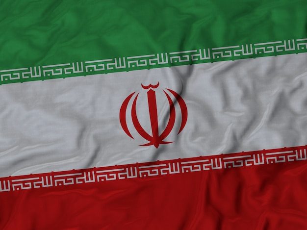 Photo close up of ruffled iran flag