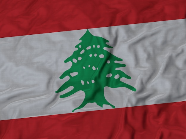 Close up of Ruffled Lebanon flag