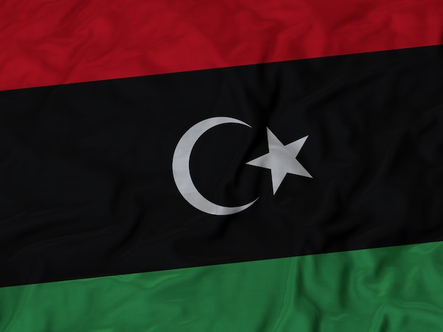 Close up of Ruffled Libya flag