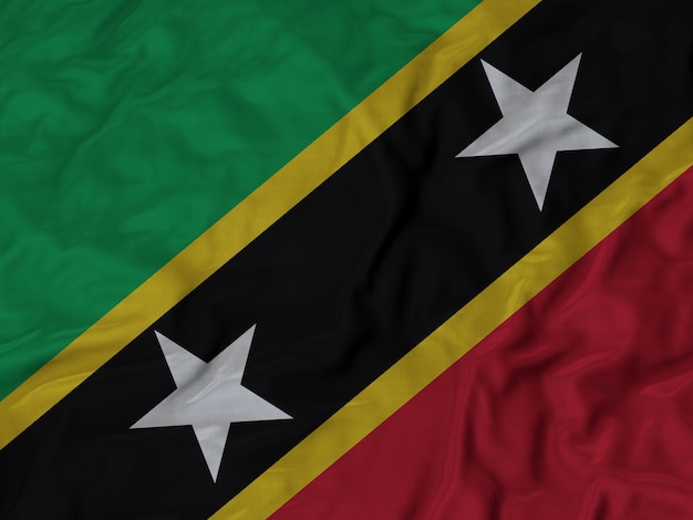 Close up of Ruffled Saint Kitts and Nevis flag