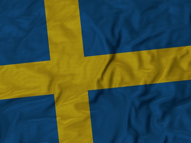 Close up of Ruffled Sweden flag