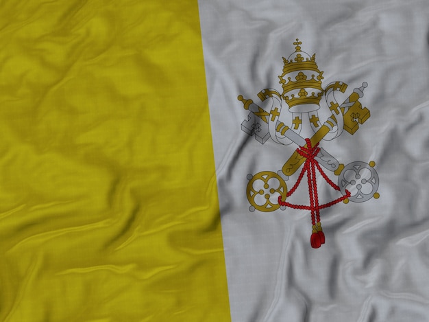 Close up of Ruffled Vatican City flag