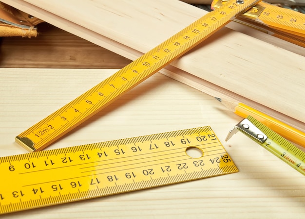 Photo close-up of ruler on table