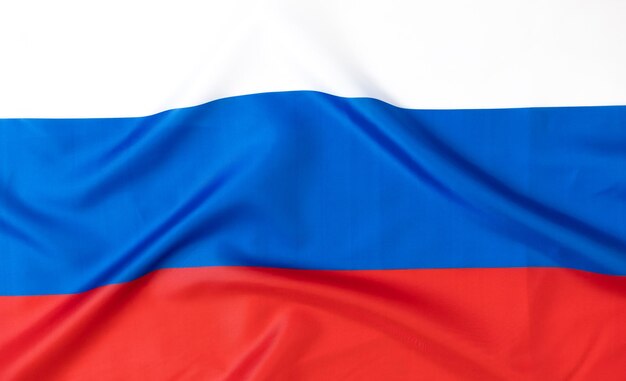 Close up of russia flag national russian flag