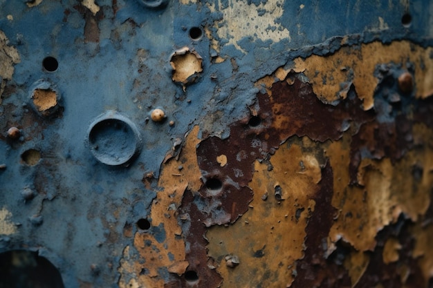 Photo a close up of a rusted metal surface with holes and holes.