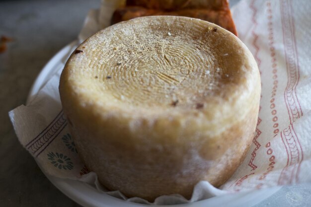 close-up of rustic cheese