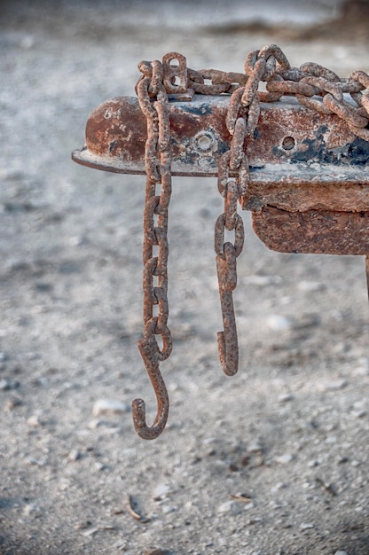 Photo close-up of rusty chain