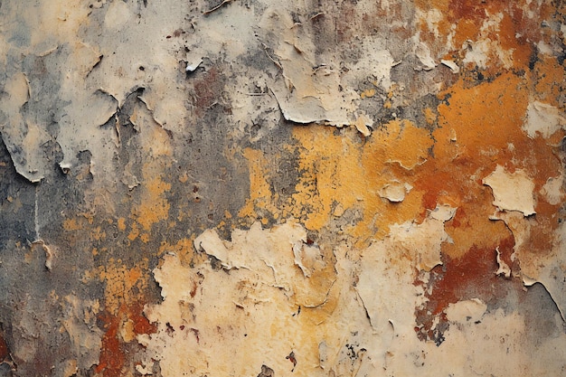 A close up of a rusty wall with peeling paint