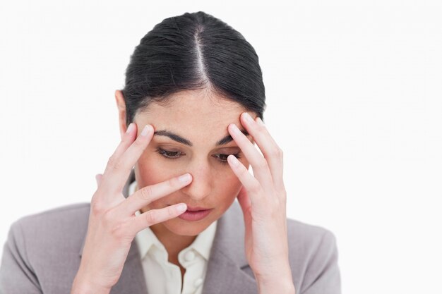 Close up of sad looking businesswoman