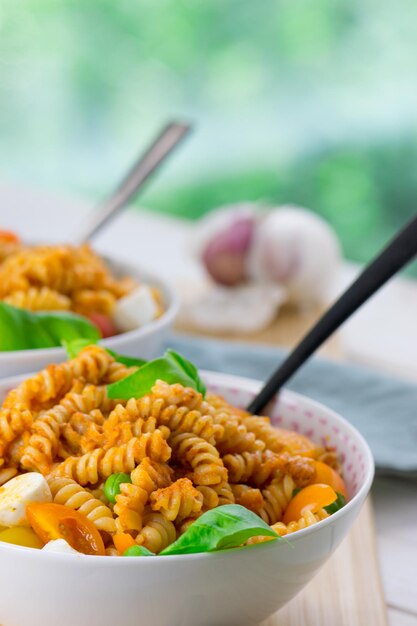 Close-up of salad in bowl on table