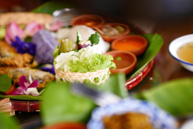 Photo close-up of salad in plate