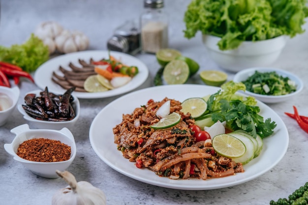 Close-up of salad served in plate on table